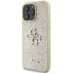 Guess Fixed Glitter 4G Logo Case για iPhone 16 Pro Max - Χρυσό