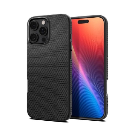Θήκη Spigen Liquid Air Μαύρη για iPhone 16 Pro, με μπροστινή και πίσω όψη