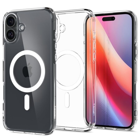 Θήκη Spigen Ultra Hybrid Λευκή για iPhone 16 Plus, με μπροστινή και πίσω όψη