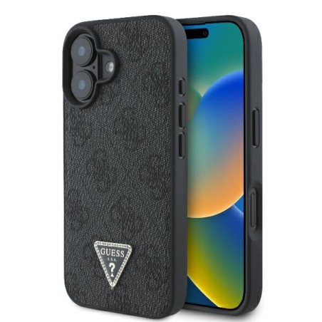 Δερμάτινη θήκη Guess για iPhone 16 Plus σε μαύρο χρώμα.