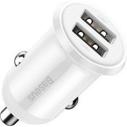 Baseus Grain Pro Φορτιστής Αυτοκινήτου με 2xUSB - Λευκό