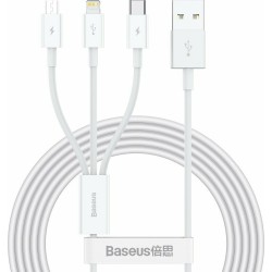 Baseus Superior Series Regular USB σε Type-C / Lightning / micro USB (1.5m) - Λευκό