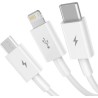 Baseus Superior Series Regular USB σε Type-C / Lightning / micro USB (1.5m) - Λευκό