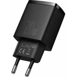 Baseus Φορτιστής Compact με USB-A και Type-C 20W - Μαύρο
