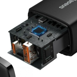 Baseus Φορτιστής Compact με USB-A και Type-C 20W - Μαύρο