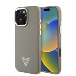 Guess Magsafe “Triangle Logo” Grained PU Case Θήκη προστασίας από δερματίνη – iPhone 16 Pro Καφέ – GUHMP16LPGTSPSW