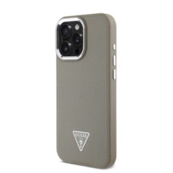 Guess Magsafe “Triangle Logo” Grained PU Case Θήκη προστασίας από δερματίνη – iPhone 16 Pro Καφέ – GUHMP16LPGTSPSW
