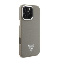 Guess Magsafe “Triangle Logo” Grained PU Case Θήκη προστασίας από δερματίνη – iPhone 16 Pro Καφέ – GUHMP16LPGTSPSW