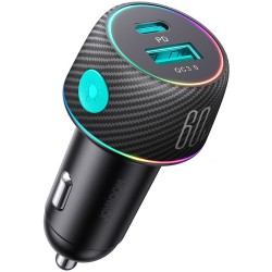 Joyroom Φορτιστής Αυτοκινήτου με USB-A USB-C 60W - Μαύρο