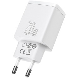 Baseus Φορτιστής Compact με USB-A και Type-C 20W - Λευκό