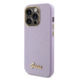 Guess Glitter Full Wrapped Glossy Case with Vintage Script Logo Θήκη προστασίας από σιλικόνη – iPhone 15 Pro Glitter Lilac –  GU