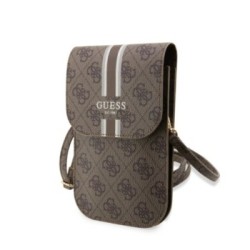 Guess “Wallet 4G Stripes” Pouch with cord Τσαντάκι κατάλληλο για smartphone Small / Medium 170x95mm με κορδονάκι Καφέ – GUWBP4RP