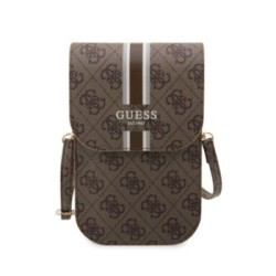 Guess “Wallet 4G Stripes” Pouch with cord Τσαντάκι κατάλληλο για smartphone Small / Medium 170x95mm με κορδονάκι Καφέ – GUWBP4RP