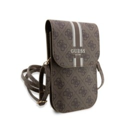 Guess “Wallet 4G Stripes” Pouch with cord Τσαντάκι κατάλληλο για smartphone Small / Medium 170x95mm με κορδονάκι Καφέ – GUWBP4RP