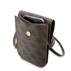 Guess “Wallet 4G Stripes” Pouch with cord Τσαντάκι κατάλληλο για smartphone Small / Medium 170x95mm με κορδονάκι Καφέ – GUWBP4RP