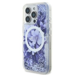 Guess Magsafe “Liquid Glitter Flower" Hard Case Θήκη προστασίας από σκληρό πλαστικό – iPhone 16 Pro Μωβ – GUHMP16LLFMWTU