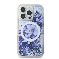 Guess Magsafe “Liquid Glitter Flower" Hard Case Θήκη προστασίας από σκληρό πλαστικό – iPhone 16 Pro Μωβ – GUHMP16LLFMWTU