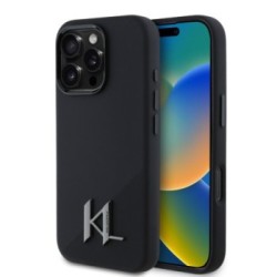Karl Lagerfeld MagSafe Shadow Metal Initial Logo Silicone Case Θήκη προστασίας από σιλικόνη  – iPhone 16 Pro Μαύρο – KLHMP16LSCM