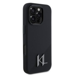 Karl Lagerfeld MagSafe Shadow Metal Initial Logo Silicone Case Θήκη προστασίας από σιλικόνη  – iPhone 16 Pro Μαύρο – KLHMP16LSCM