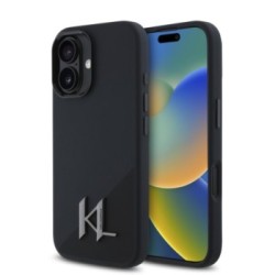 Karl Lagerfeld MagSafe Initial Metal Logo Silicone Case Θήκη προστασίας από σιλικόνη  – iPhone 16 Μαύρο – KLHMP16SSCMKMPCK