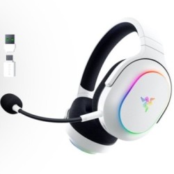 Razer Barracuda X Chroma Ασύρματο Over Ear Gaming Headset Bluetooth/USB - Λευκό ακουστικα και usb