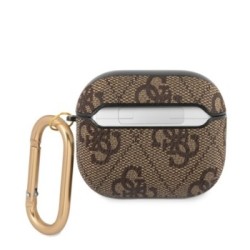 Guess Script Metal Logo Collection Θήκη προστασίας από δερματίνη για Apple Airpods 3 Καφε