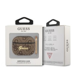 Guess Script Metal Logo Collection Θήκη προστασίας από δερματίνη για Apple Airpods 3 Καφε