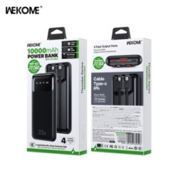 WK WP-63 Powerbank 10000mAh 22.5W με USB-A & USB-C Power Delivery - Μαύρο συσκευασία