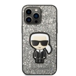 Karl Lagerfeld Glitter Flakes Case with Ikonik Patch and Metal Logo Θήκη προστασίας από σιλικόνη – iPhone 14 Pro Max Glitter Sil