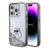 Karl Lagerfeld Ikonik Case Choupette Θήκη προστασίας από Liquid σιλικόνη – iPhone 15 Pro Max Clear / Silver Glitter – KLHCP15XLK