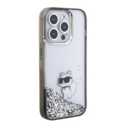 Karl Lagerfeld Ikonik Case Choupette Θήκη προστασίας από Liquid σιλικόνη – iPhone 15 Pro Max Clear / Silver Glitter – KLHCP15XLK