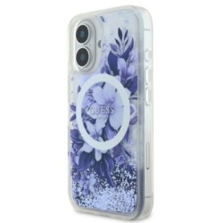 Guess Magsafe “Liquid Glitter Flower" Hard Case Θήκη προστασίας από σκληρό πλαστικό – iPhone 16 Μωβ – GUHMP16SLFMWTU