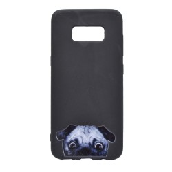 Θήκη σιλικόνης σχέδιο 'Cute Doggy' για Samsung S8 - μαύρο