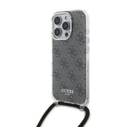 Guess “4G Logo Collection” Crossbody Hard Case Script Metal Logo Θήκη προστασίας από σιλικόνη με λουράκι – iPhone 16 Pro Καφέ – 