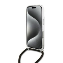 Guess “4G Logo Collection” Crossbody Hard Case Script Metal Logo Θήκη προστασίας από σιλικόνη με λουράκι – iPhone 16 Pro Καφέ – 