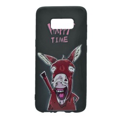Θήκη σιλικόνης σχέδιο 'Happy Donkey' για Samsung S8 - μαύρο