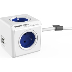 Allocacoc Extended USB PowerCube 4 θέσεων & 2xUSB & καλώδιο 1,5m – Μπλε powercube