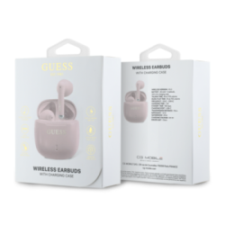 Guess Printed Classic Logo Bluetooth Stereo Headset True Wireless Ασύρματα Ακουστικά & θήκη φόρτισης Ροζ – GUTWSJ14ESGP