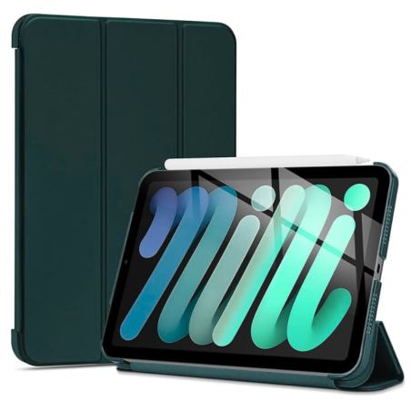 Θήκη Trifold Smart View και πίσω TPU για  iPad Mini 7/6 - Σκούρο Πράσινο