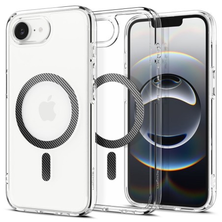Spigen Ultra Hybrid (MagFit) iPhone 16e Case – Clear / Carbon Fiber