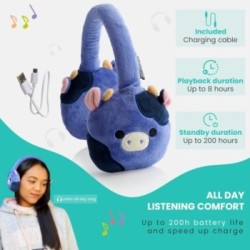 Lazerbuilt Squishmallows Ingred The Cow – Λούτρινα Ασύρματα Παιδικά Ακουστικά με Μικρόφωνο