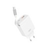 XO Wall Charger CE31 1xUSB-A, 1x USB-C 30W - Φορτιστής Ταχείας Φόρτισης Τοίχου Ταξιδίου με αναδιπλούμενο καλώδιο