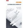 XO CE02A Φορτιστής Τοίχου 20W με Power Delivery & Quick Charge 3.0 – 2 Θύρες USB-A & USB-C + Καλώδιο USB-C σε Lightning