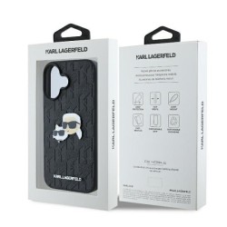 Karl Lagerfeld Θήκη Monogram Ikonik Patch Saffiano Case από δερματίνη για iPhone 16 - Μαύρο κουτί συσκευασίας