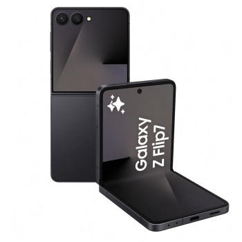 Samsung Galaxy Z Flip7 5G μαύρο σε θέση αναδίπλωσης με διπλή οθόνη και διπλή κάμερα