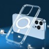 Διάφανη θήκη Tech-Protect Magmat με πάχος 2mm και MagSafe για iPhone 13 Pro Max, επάνω σε επιφάνεια με εφέ διαμαντιών.