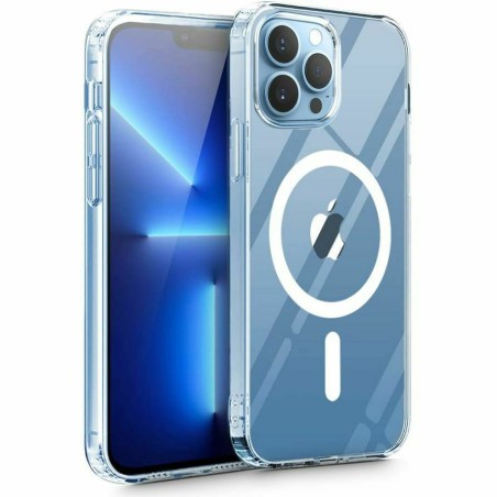 iPhone 13 Pro Max με θήκη Tech-Protect Magmat διάφανη, με ενσωματωμένο δαχτυλίδι MagSafe και αντικραδασμική κατασκευή.