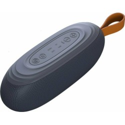 Επάνω όψη του Bluetooth ηχείου Dudao Y10 γκρι με κουμπιά ελέγχου και πορτοκαλί λουράκι μεταφοράς.