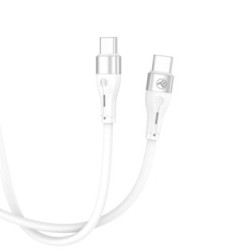 Tellur Silicone USB‑C σε USB‑C Καλώδιο, 60 W PD, 3A, 1 m – Λευκό