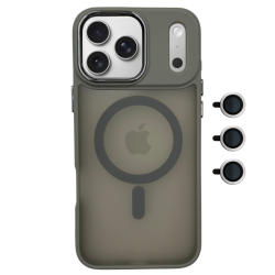Θήκη MagSafe Magnetic για Apple iPhone 17 Pro Max - Γκρι φορεμένο σε συσκευή πίσω όψη